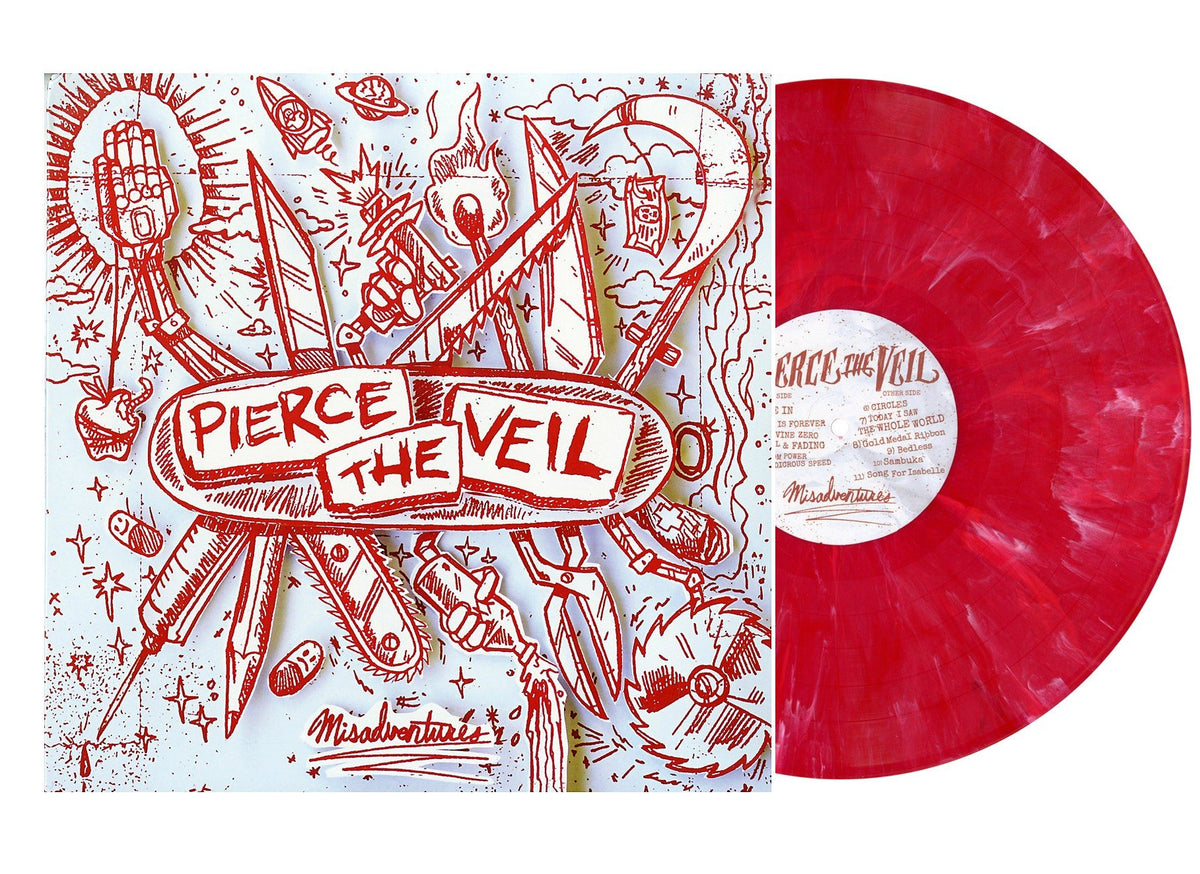 Pierce The Veil Misadventures Limited Edition Red With White Marble Pale Blue Dot Records 