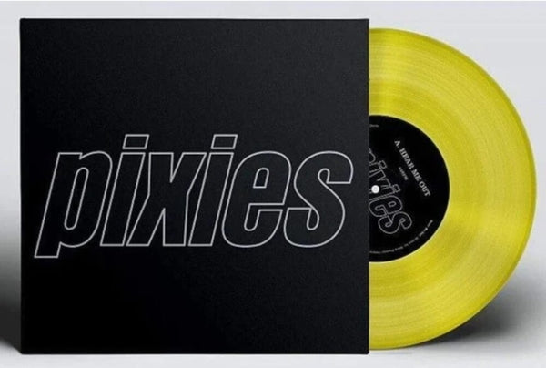 the album cover for Pixies - Hear Me Out / Mambo Sun [Indie Exclusive Limited Edition Yellow 12in Vinyl Single]