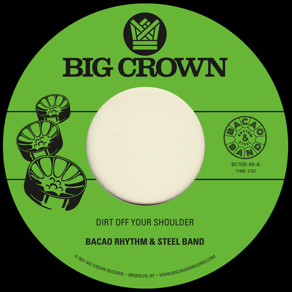 the album cover for Bacao Rhythm & Steel Band - Dirt Off Your Shoulder / I Need Somebody To Love