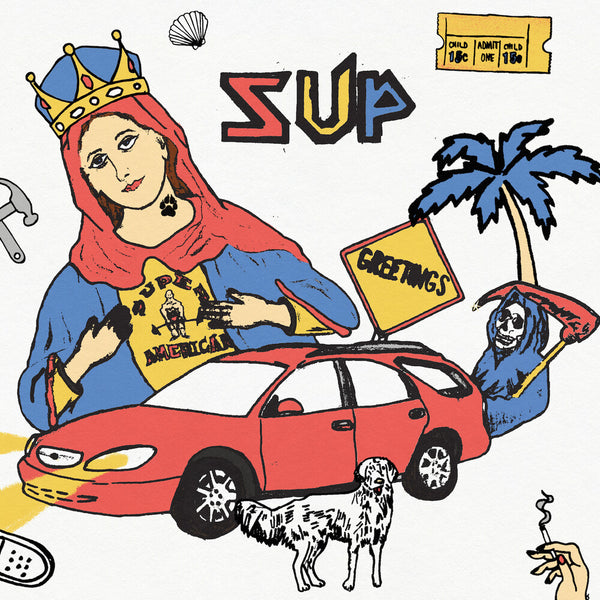 the album cover for Super American - Sup - Half Red / Half Blue (Blue) [Colored Vinyl] (Red)