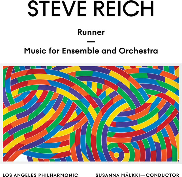 the album cover for Los Angeles Philharmonic, Susanna Mälkki - Steve Reich: Runner / Music for Ensemble & Orchestra [LP]