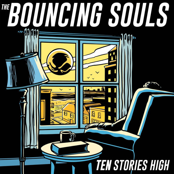 the album cover for The Bouncing Souls - Ten Stories High [Indie Exclusive Limited Edition Yellow, Blue & Black Twist LP]