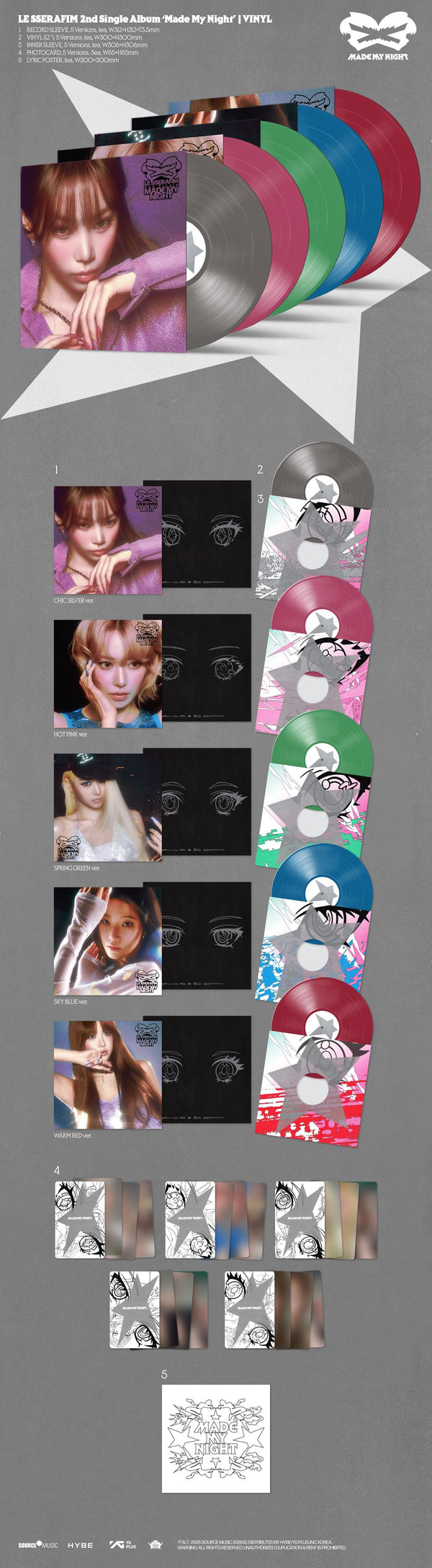 the album cover for LE SSERAFIM - 2nd Single Album 'Made My Night' [HOT PINK ver.]
