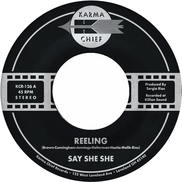 the album cover for Say She She - Reeling / Don't You Dare Stop