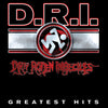 the album cover for D.R.I. - Greatest Hits - Red/Silver Splatter [Colored Vinyl] (Red)