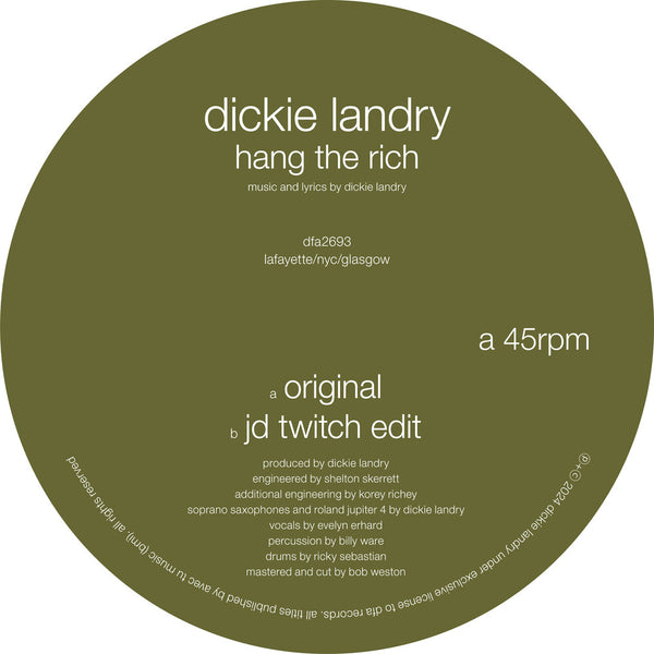 the album cover for Dickie Landry - Hang The Rich