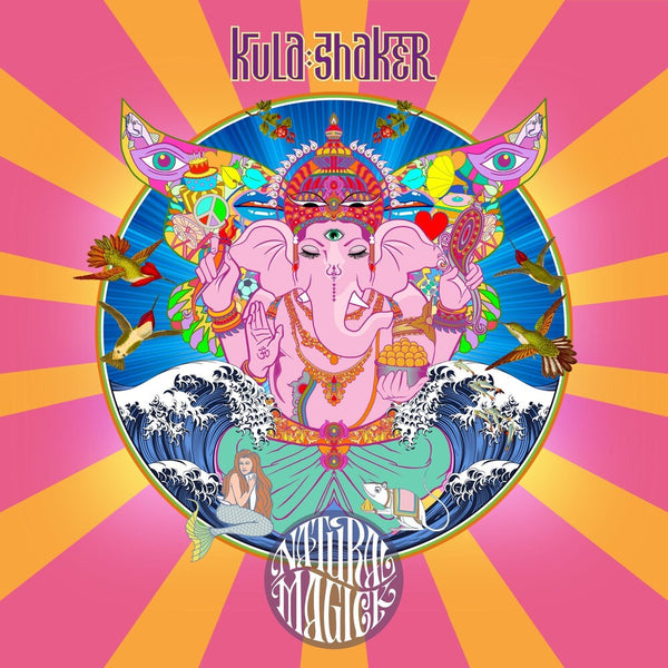 the album cover for Kula Shaker - Natural Magic [Indie Exclusive Limited Edition Tie-Dye Orange & Yellow LP]