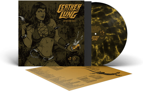 the album cover for Leather Lung - Graveside Grin - Black & Yellow Marble (Blk) (Ylw)