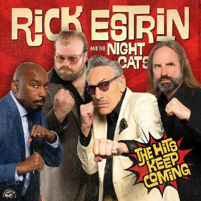 the album cover for Rick Estrin& The Nightcats - Hits Keep Coming [Clear Vinyl] (Red)