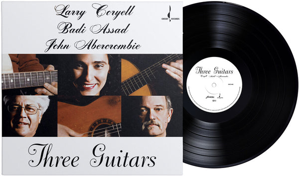 the album cover for Larry Coryell  / Badi Assad - Three Guitars [180 Gram]