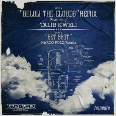 the album cover for Masta Ace &amp; Marco Polo - TitleBelow The Clouds (Remix) b/w Get Shot (Remix)