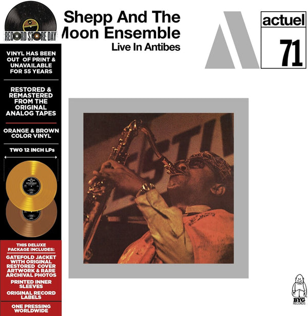 the album cover for Archie Shepp  & Full Moon Ensemble - Complete Live In Antibes (Rsd) (Brwn) [Colored Vinyl] (Org)