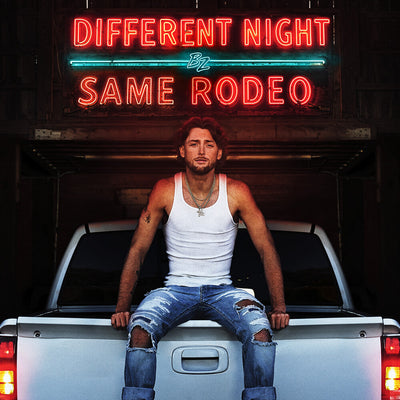 the album cover for Bailey Zimmerman - Different Night Same Rodeo(Cola Bottle Clear Vinyl 2LP)