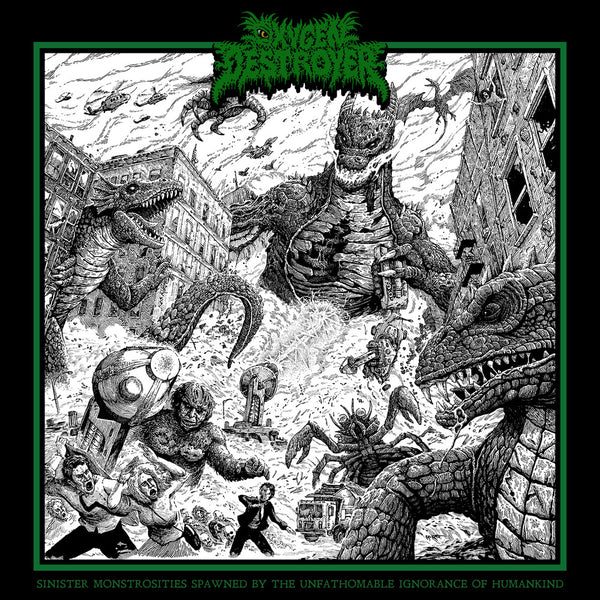 the album cover for Oxygen Destroyer - Sinister Monstrosities Spawned By The Unfathomable Ignorance Of   Humankind