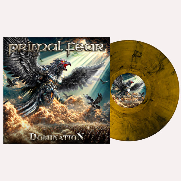 the album cover for Primal Fear - Domination [2 LP Amber Wave Marbled]
