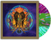 the album cover for Yob - Our Raw Heart [Deep Purple, Kelly Green and Electric Blue Striped with Rainbow Splatter]