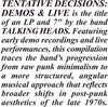 Talking Heads - Tentative Decisions: Demos & Live - Pale Blue Dot Records