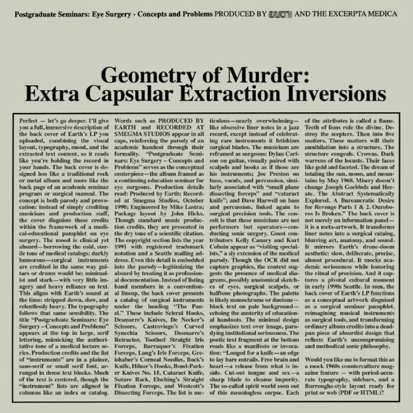 the album cover for Earth X Black Noi$E - Geometry Of Murder: Extra Capsular Extraction