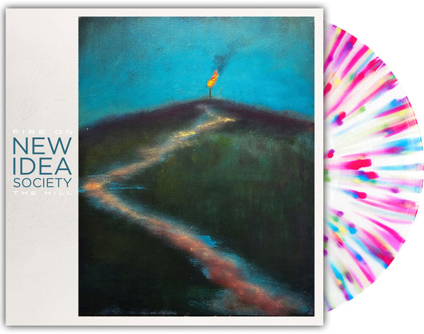 the album cover for New Idea Society - Fire On The Hill [White with Rainbow Splatter]
