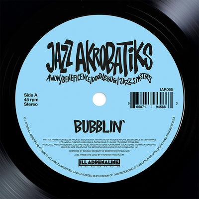 the album cover for Jazz Akrobatiks (Awon, Beneficence, Doodlebug & Jazz Spastiks) - Bubblin'